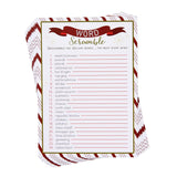 Christmas Word Scramble Game - 50 5X7 In Red, Green & White Traditional - Includes 2 Answer Keys & Adult Christmas Activity Sheets - Family Reunion Unscramble Words & Party Activity