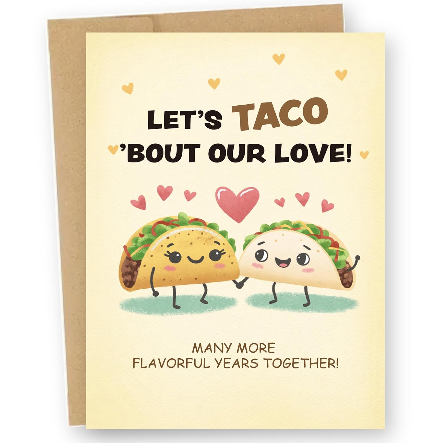 Funny Anniversary Card & Gifts For Husband, Wife, Boyfriend, Girlfriend, Him, And Her/Sweet Romantic Greeting Card With Envelope 5In X 7In And Sticker(Hand Drawn, Premium Quality) (Taco)