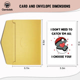 Funny Valentines Day Card For Him Her, Cute Gamer Valentine'S Day Card For Boyfriend Girlfriend, I Choose You Vday Card, I Don'T Need To Catch Em All