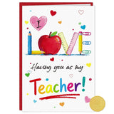 Teacher Valentine Card - I Love Having You As My Teacher - Happy Valentines Day Cards For Teachers With Envelope - Thank You Teachers Card Appreciation Gift From Students - 5.5"X8"