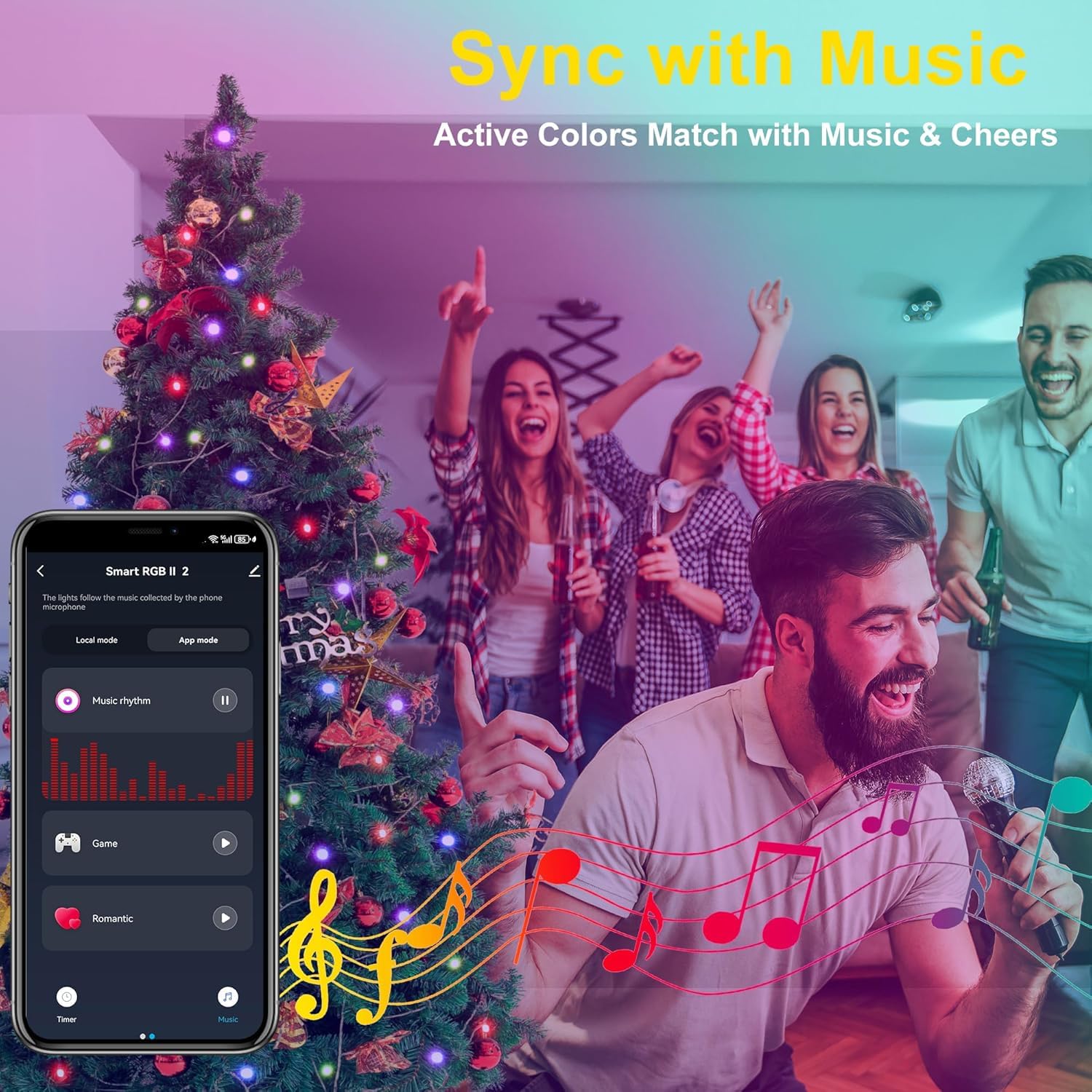 Smart Wifi Led Christmas Lights, App-Controlled Rgb Fairy String Lights, Ideal For Xmas Tree, Garden, Home, Party, Hallo