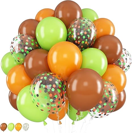 12Inch Orange Fall Balloons Autumn Brown Green Latex Confetti Party Decorations