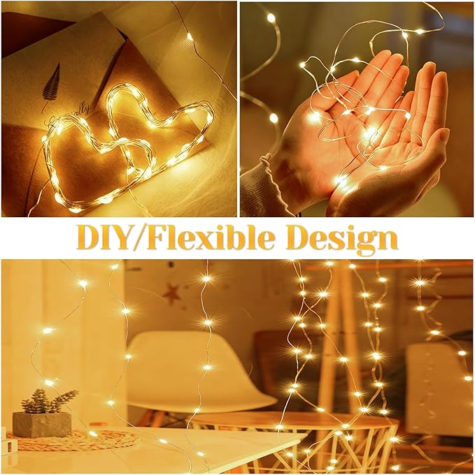 200 LED Battery Operated Fairy Lights 67FT Warm White String Lights with Remote 8 Modes Waterproof for Bedroom Wedding Christmas Decor