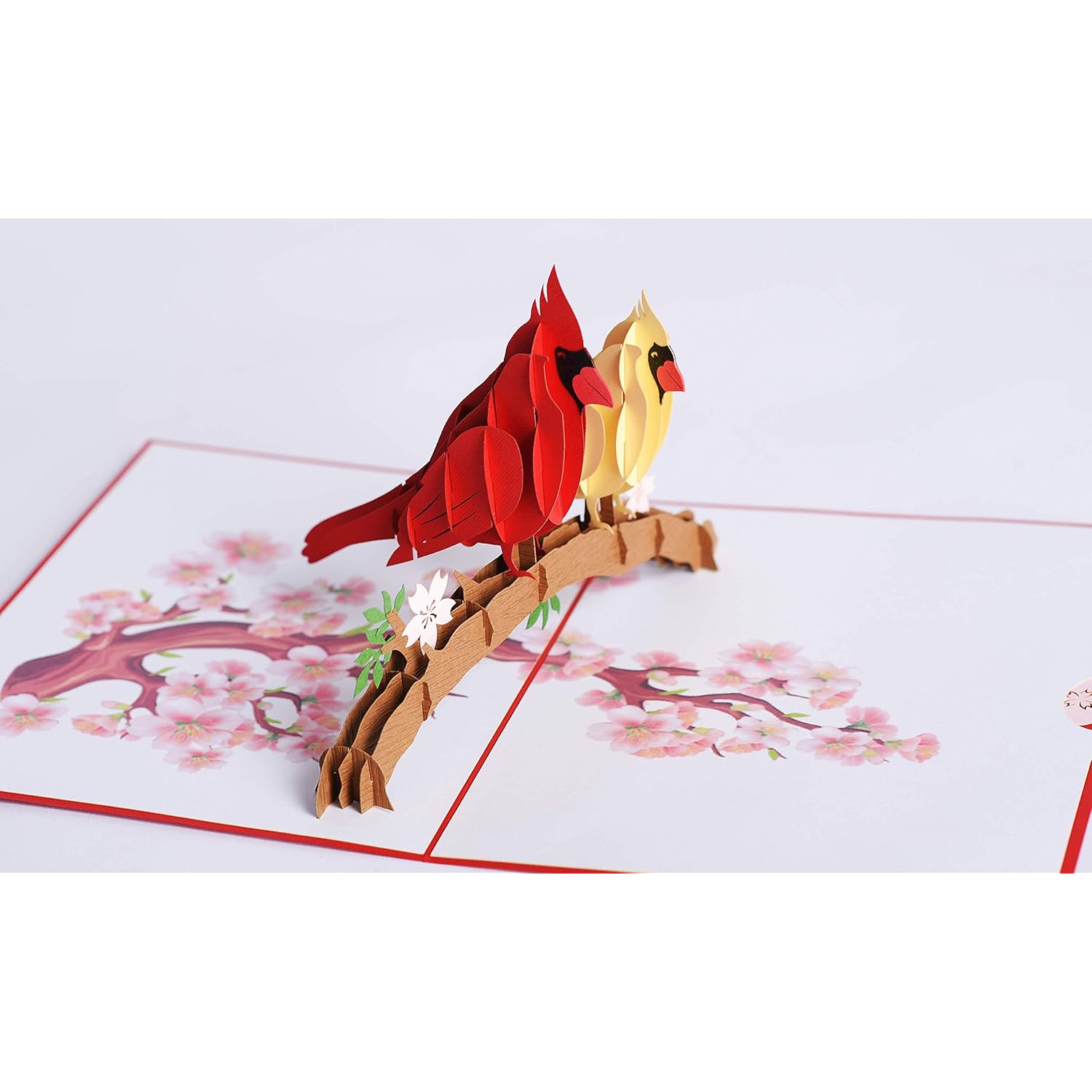 3D Popup Card Of Cardinal Bird Couple, Paper Art & Handicraft, Greeting Card, Birthday, Anniversary, Christmas, Mothers Day, Fathers Day Card, Handmade Gift For Mom, Dad, Wife, Husband