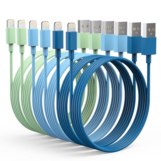 6 Pack MFi Certified Lightning Charging Cables 3FT 6FT 9FT Fast iPhone Charger Set