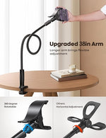 Gooseneck Phone Holder, 38" Flexible Arm, 360° Adjustable Clamp for 4-7"