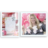 Pink Elephant Prediction And Advice Cards - Pack Of 25 - Girl Baby Shower Games, New Parents, Mom & Dad To Be Mommy & Daddy Message, Wishes, Couples Coed Shower Activity Keepsake Book Floral G530-Pdav
