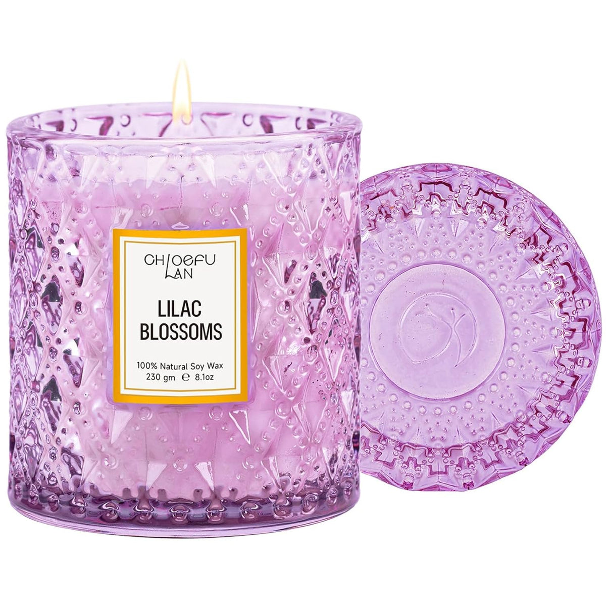 Lilac Blossoms Scented Candle, Highly Floral Fragranced Candle, Natural Soy Wax Candle Gift, Candles Gifts For Women, 55 Hours Long Burning, Home Decorative, 8.1 Oz