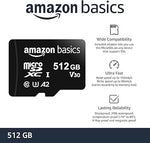 512GB Micro SDXC Memory Card, A2, U3, 100MB/s Read Speed, Full Adapter, Black