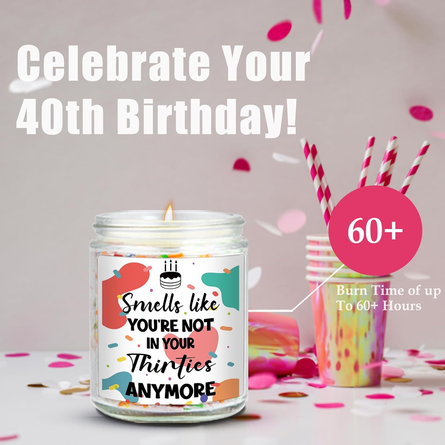 40Th Birthday Gifts For Women, 1985 Cool Birthday Cake Scented Candles, 40 Year Old Gifts For Grandparent, Happy 40Th Birthday Candle For Him Her Wife, 40St Party Supplies Decorations