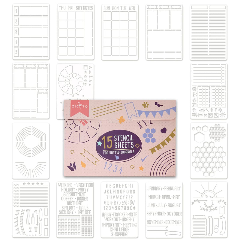 Easy To Use Stencil Set For Dotted Journals - Time Saving Planner Accessories/