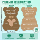 Brown Bear Shape 50 Pcs Baby Prediction, Advice & Wishes Cards For The Parent-To-Be, Baby Shower Games - 5X7In Baby Prediction For Fun Gender Reveal Party, Guess The Due Date