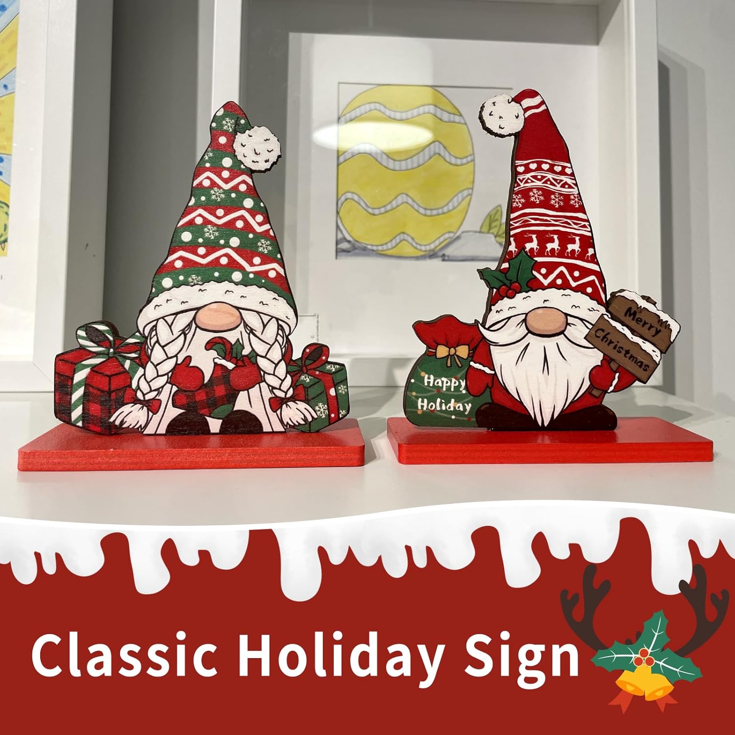 3Pcs Christmas Table Decorations Gnomes Tree And Merry Christmas Sign Centerpiece Tabletop Wooden Ornaments Indoor Xmas Decorations For Party Coffee Table Gifts