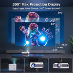 1080P 5G WiFi Bluetooth Projector, 15000L, 4K, 300", Portable, Screen Incl.