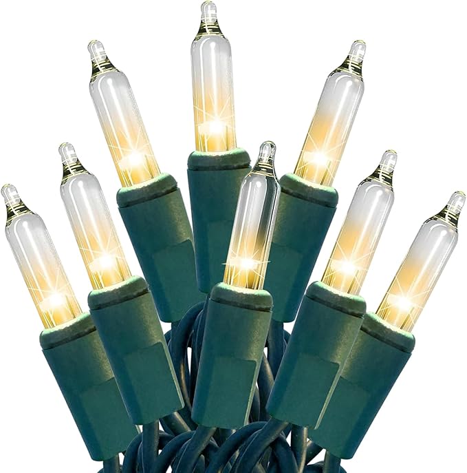 100 Count Clear Christmas String Lights 21FT Green Wire Plug In Indoor Outdoor Christmas Tree Lights UL Certified Warm White Decorative Lights for Wedding Holiday Valentine Decor