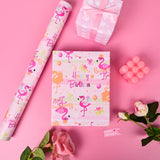 Reversible Flamingo Wrapping Paper Roll For Kids Girls Women - Pink Gold Flamingo Happy Birthday And Polka Dot Design Gift Wrap Sheets For Summer Baby Shower Party Total 28.5Sq.Ft
