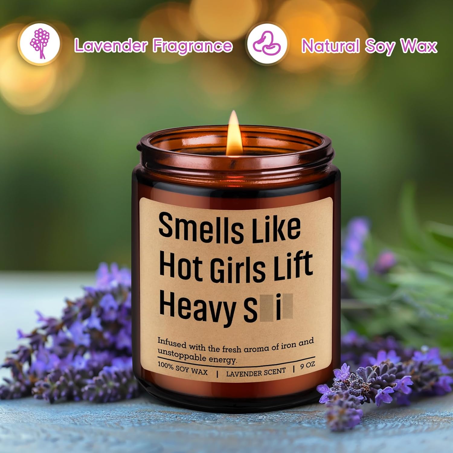 Candle, Weight Lifting Gifts, Weightlifting Accessories, Workout Gifts For Weightlifters Women, Funny Power Lifting Bday Idea For Gym Rat, Fitness Lover, Lifter, Powerlifting Girl, Bodybuilder