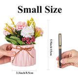 Fake Flowers In Vase For Centerpieces: 4 Pcs 5.9 Inch Small Artificial Hydrangea With Vase Table Decor - Faux Floral Arrangements Desk Home Party Bathroom Office Decorations