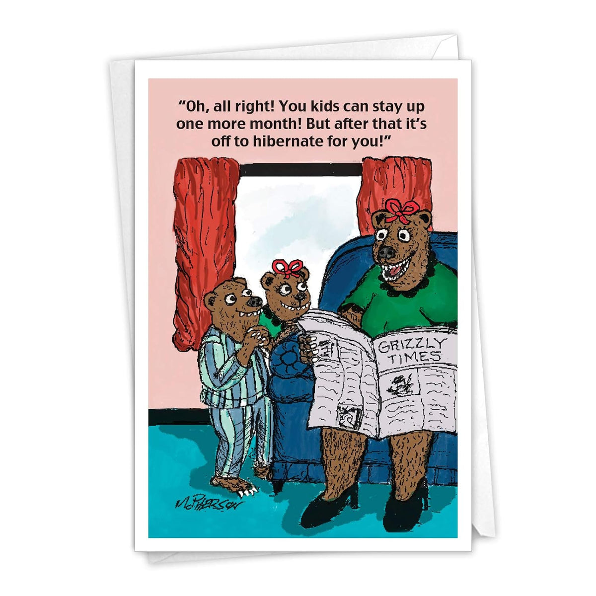 - Happy Mother'S Day Card Funny - Cartoon Humor, Mom Greeting Card With Envelope - Bear Mom C3164Mdg