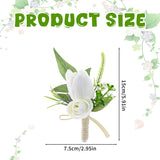 Boutonniere For Men White Pocket Wedding Flower Boutonniere Groom Rose Buttonholes Prom Suit Decoration Artificial Tulip Flowers Boutonnieres For Wedding Prom Ceremony Anniversary Formal Dinner Party