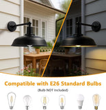 15 Inch Outdoor Gooseneck Barn Light Black Farmhouse Wall Fixture for Porch Garage Patio Exterior