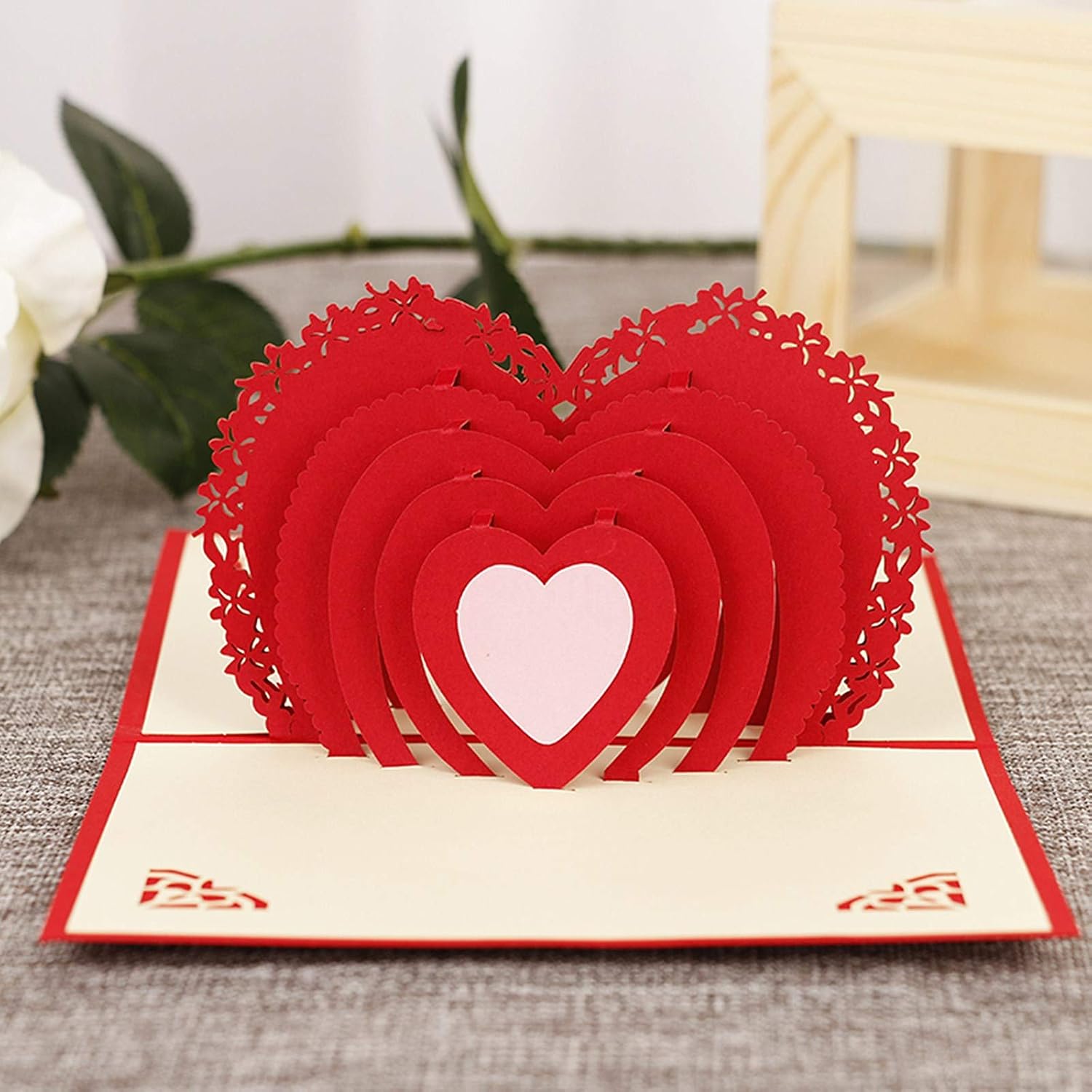 Handmade Pop Up Card Mother'S Day Card Heart Card Greeting Card For Anniversary Romance Card For Wife Husband Mother Fathrer Birthday Wedding
