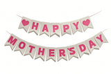 Happy Mother's Day Banner Decorations- Upgraded 3-Layer Felt Mothers Day Decor Sign Banner for Mother's Day Party, Outdoor Celebration, Home Class Office Wall Porch Staircase Decor Pink, No Assembly Required