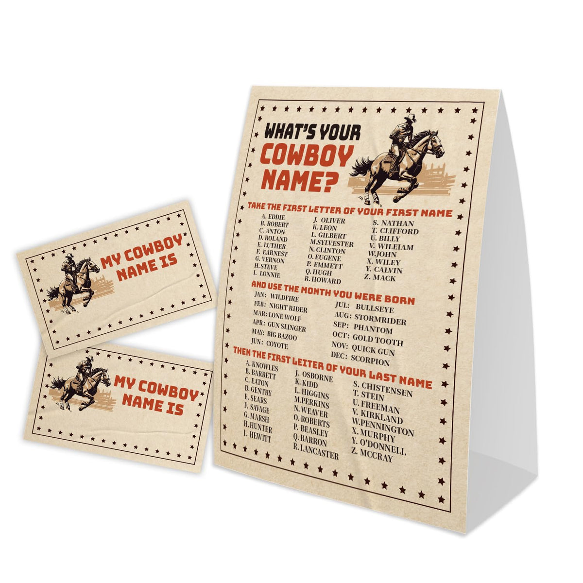 What'S Your Cowboy Name For Baby Shower Game, Birthday Party Decoration, Pack 1 Sign And 30 Name Stickers, Baby Shower Games, Gender Neutral Party Supplies(Mzg03)