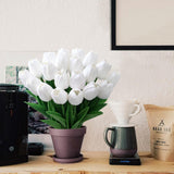 20 Pcs Fake Tulips Artificial Flowers For Decor -13.5 Inch Faux Flower Tulip Bulk Real Touch Pu Artifical Flowers For Home Kichen Living Room Decoration Valentine'S Mother'S Gifts (White)