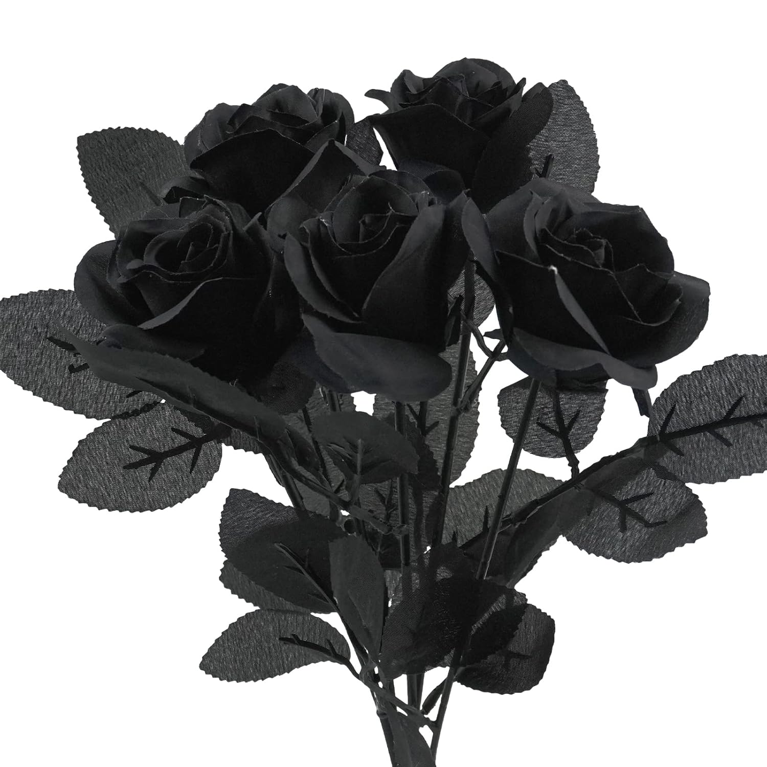 5Pcs Roses Artificial Flowers, Black Roses Artificial Flowers Fake Flower Silk Stem Realistic Blossom Flora For Diy Home Office Bridal Wedding Bouquet Centerpiece Party Outdoor Decoration