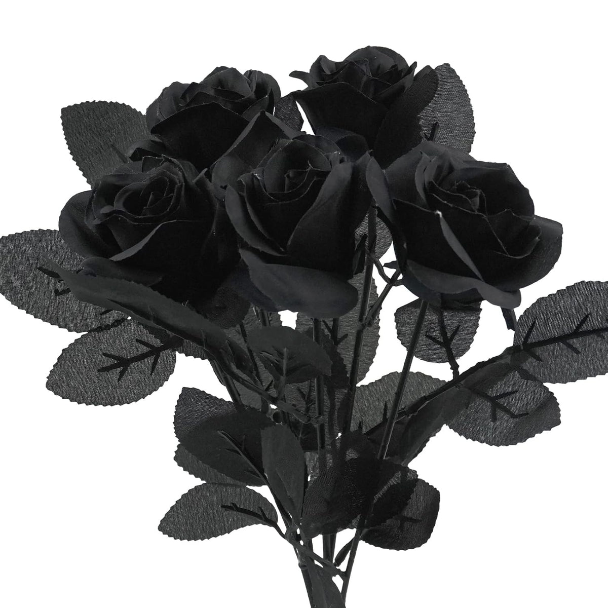 5Pcs Roses Artificial Flowers, Black Roses Artificial Flowers Fake Flower Silk Stem Realistic Blossom Flora For Diy Home Office Bridal Wedding Bouquet Centerpiece Party Outdoor Decoration