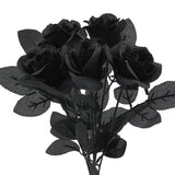 5Pcs Roses Artificial Flowers, Black Roses Artificial Flowers Fake Flower Silk Stem Realistic Blossom Flora For Diy Home Office Bridal Wedding Bouquet Centerpiece Party Outdoor Decoration