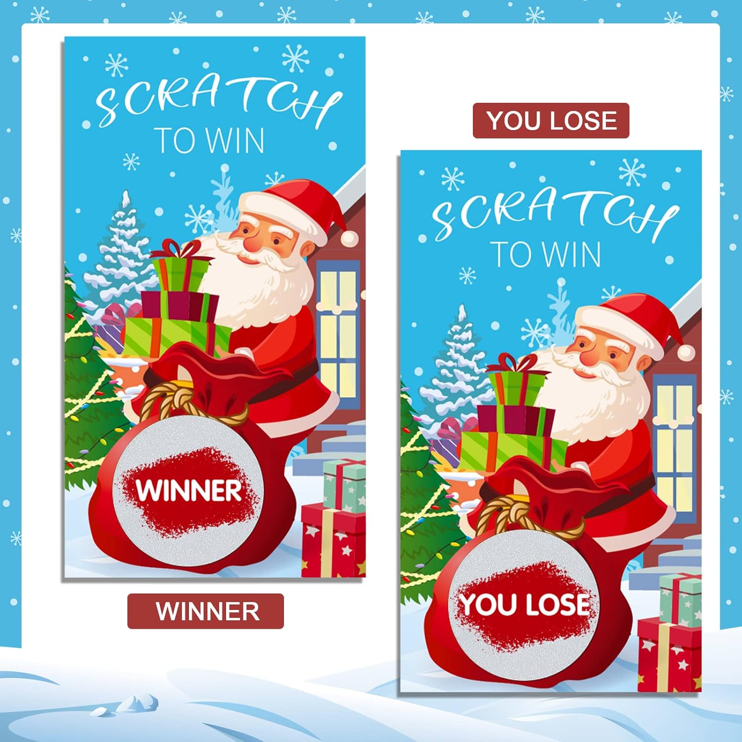 60 Pieces Christmas Scratch Off Cards Xmas Party Scratch Games Christmas Tree Santa Snowman Raffle Tickets Drawing Prizes Festive Party Games For Kids Adults Family Holiday Supplies