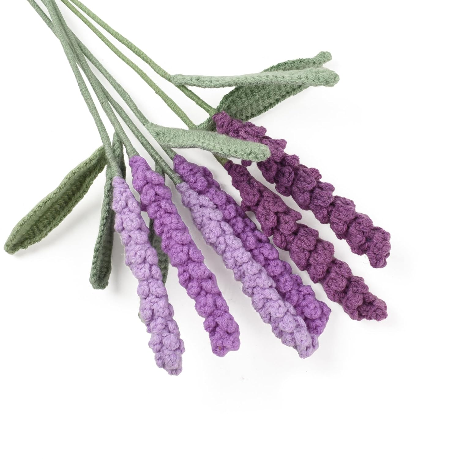 Crochet Lavender Flower 6Pcs, Crochet Flowers Bulk Artificial Lavender Crochet Handmade Knited Flowers Bouquet For Diy Table Decor