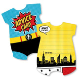 Big Dot of Happiness Bam Superhero - Comic Book Wish Card Baby Shower Activities - Shaped Advice Cards Game - Set of 20