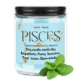 12 Constellations Scented Pisces Zodiac Sign Gift 7Oz Sea Mint Scented Candle Jar Candle