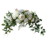 Wedding Arch Flowers, 30 Inch Rustic Artificial Floral Swag For Door Lintel, Green Leaves Rose Peony Sunflowers Table Centerpieces Home Decoration