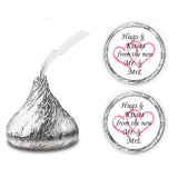 324 Hugs And Kisses From The New Mr. & Mrs. With Interlocking Hearts Wedding Stickers, Chocolate Drops Labels For Bridal Shower Engagement Party Decorations, Favors Decor For Kiss (Pink)