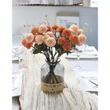 5 Bundles Pompon Mum Artificial Flowers, Fake Mini Chrysanthemums Boquuets 12” Faux Silk Pompon Mum Flowers For Centerpiece Bouquet Floral Arrangement Home Decor (Orange And Peach)