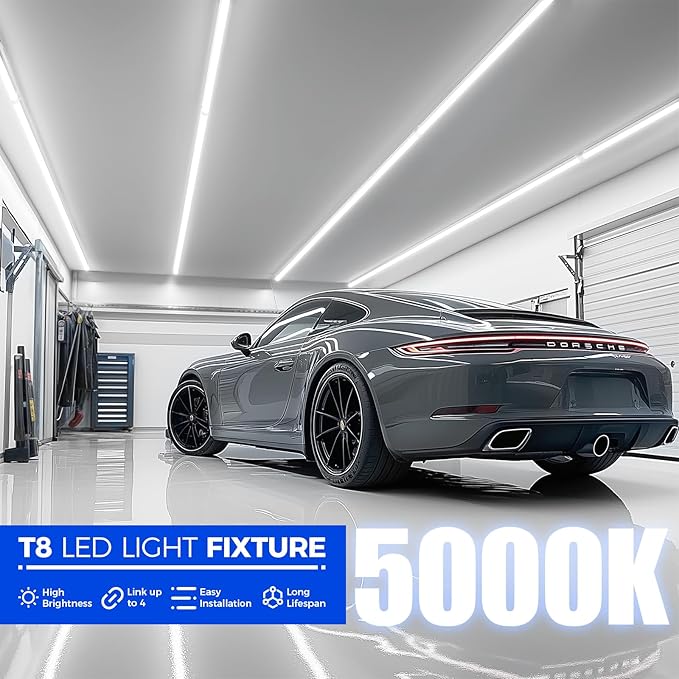 10 Pack 8FT LED Shop Lights 72W 10000LM 5000K V Shape Linkable Garage Warehouse Lights