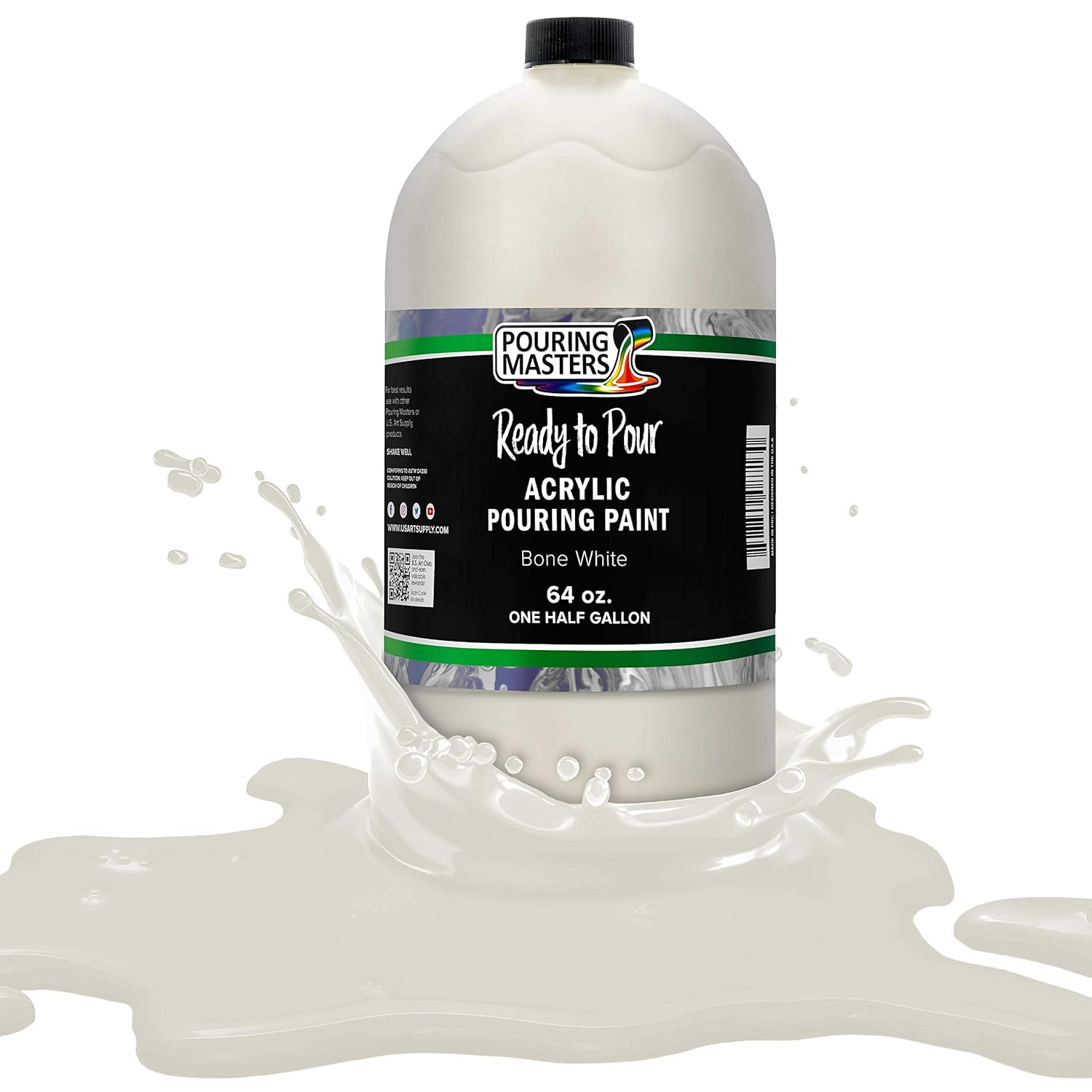 Pouring Masters Bone White Ready To Pour Acrylic Pouring Paint - Premium 64-Ounce Pre-Mixed Fluid Acrylic Paint - Fluid Art Supplies For Canvas, Wood, Paper, Tile & Rocks