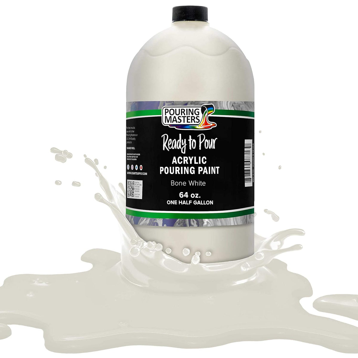 Pouring Masters Bone White Ready To Pour Acrylic Pouring Paint - Premium 64-Ounce Pre-Mixed Fluid Acrylic Paint - Fluid Art Supplies For Canvas, Wood, Paper, Tile & Rocks