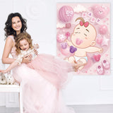 Pin The Pacifier On The Baby Shower Games Ballon Baby Shower Decoration With Large Poster 48 Stickers Blindfold Pin Game For Birthday Party Decorations Activities Supplies(Pink)