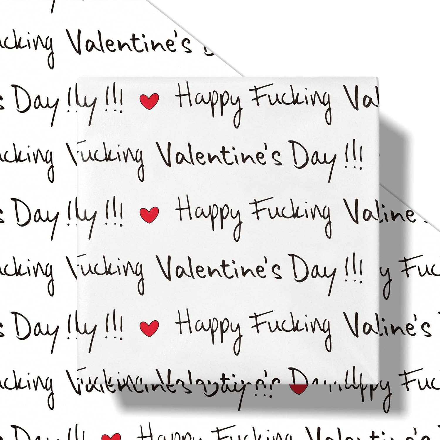 Funny Valentine'S Day Wrapping Paper Roll, Mini Roll, Happy F*Ing Valentine'S Day Lettering With Red Heart Gag Gift Wrap For Wedding, Anniversary, Birthday, Engagement, 17 Inches X 16.4 Feet