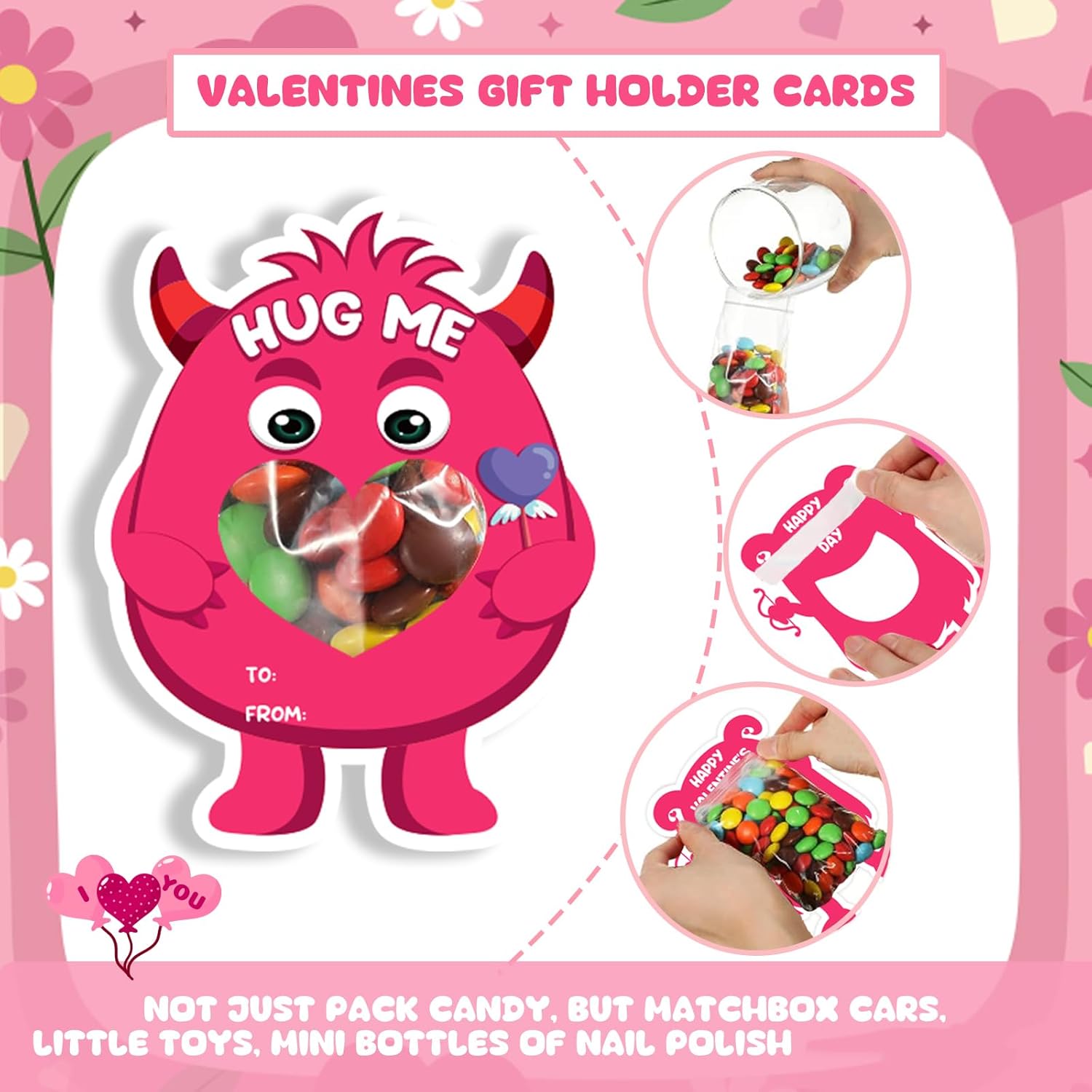 32 Sets Valentine Cards For Kids Classroom, Monster Happy Valentines Candy Cards, Funny Valentines Exchange Cards For Kids School, Diy Valentine Party Favors Gifts For Boys Girls