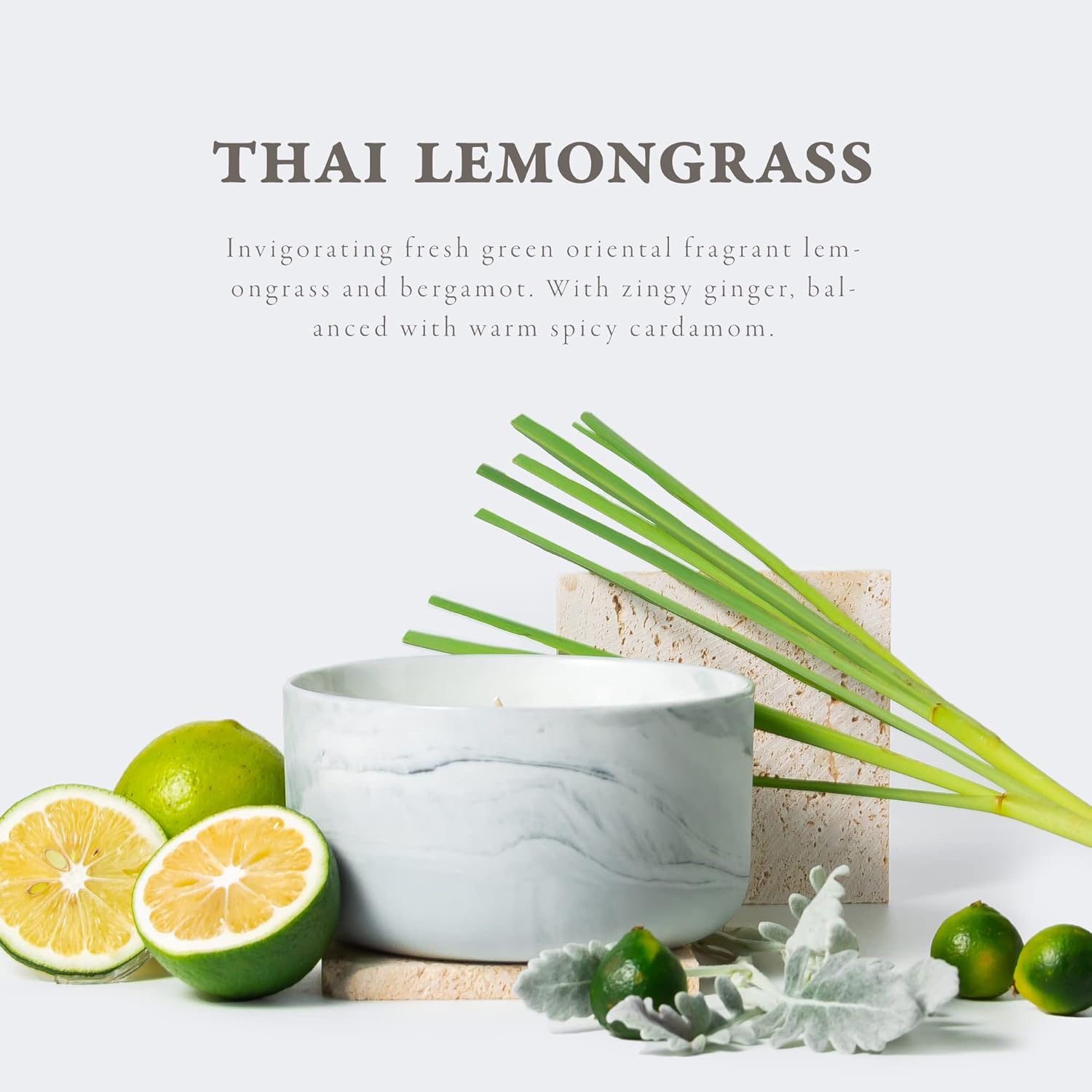 Scented Soy Candles, Large Candle 3 Wicks 14.8Oz Thai Lemongrass Ceramic Jar Lava Collection, Gorgeous Gifts For Birthday Thanksgiving Christmas