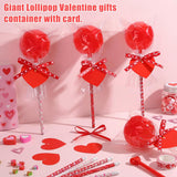 96 Pack Valentine Fillable Candy Container Giant Lollipop Shaped Container Valentine Party Favor Goodie Bag Wrappers Fillable Return Gift Bulk For Exchange Stationery Filler(Light Red)