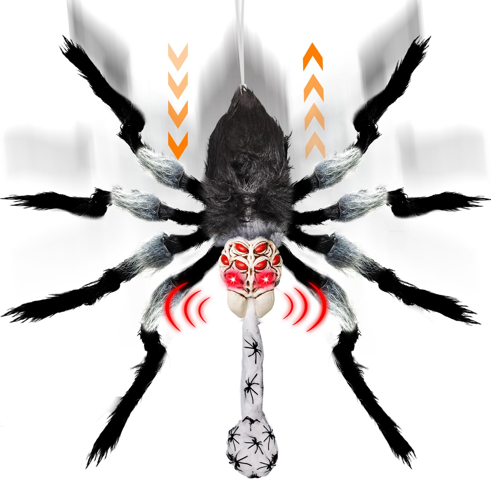 31" Giant Spider Animatronics Halloween Hanging Decorations with Spider Egg