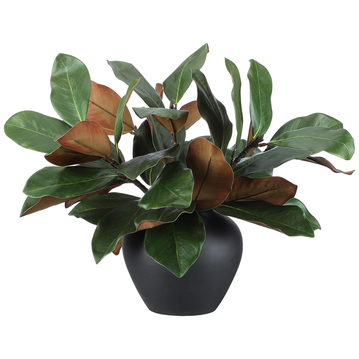 6 Pcs Magnolia Artificial Leaves Branches 3D Magnolia Pick Real Touch Faux Stems Simulation Leaves Twigs For Indoor Outdoor Vase Filling Home Office Table Decoration (Green,18 Inch)