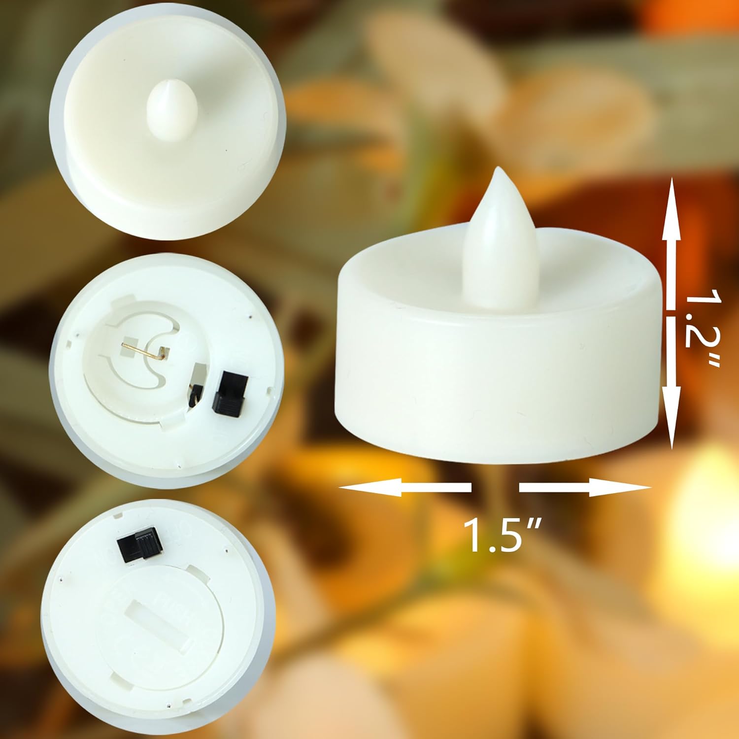 CANDLE CHOICE Color Changing Battery Operated Flameless Tea Lights Bright Flickering LED Tealight Candles Wedding Table Centerpieces Halloween Thanksgiving Christmas Decorations Batteries Incl 12 Pack